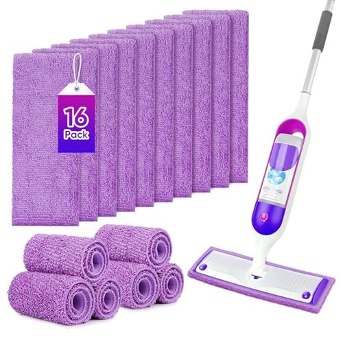 GLIMGLINT 16 Pack Reusable Microfiber Mop Pads Compatible 14.6 x 4.5 inches