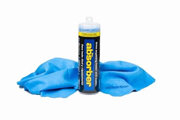 the absorber Large 27-Inch x 17-Inch – Synthetic Premium Drying Chamois Blue