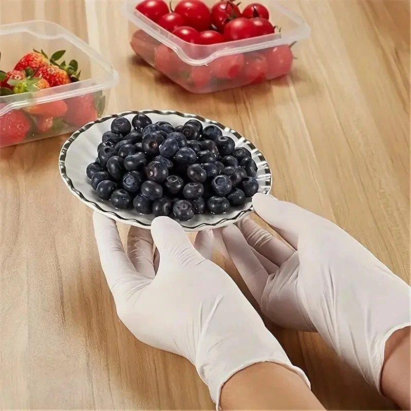 White Nitrile Gloves 50/100PCS Kitchen Cooking Cleaning Food Processing