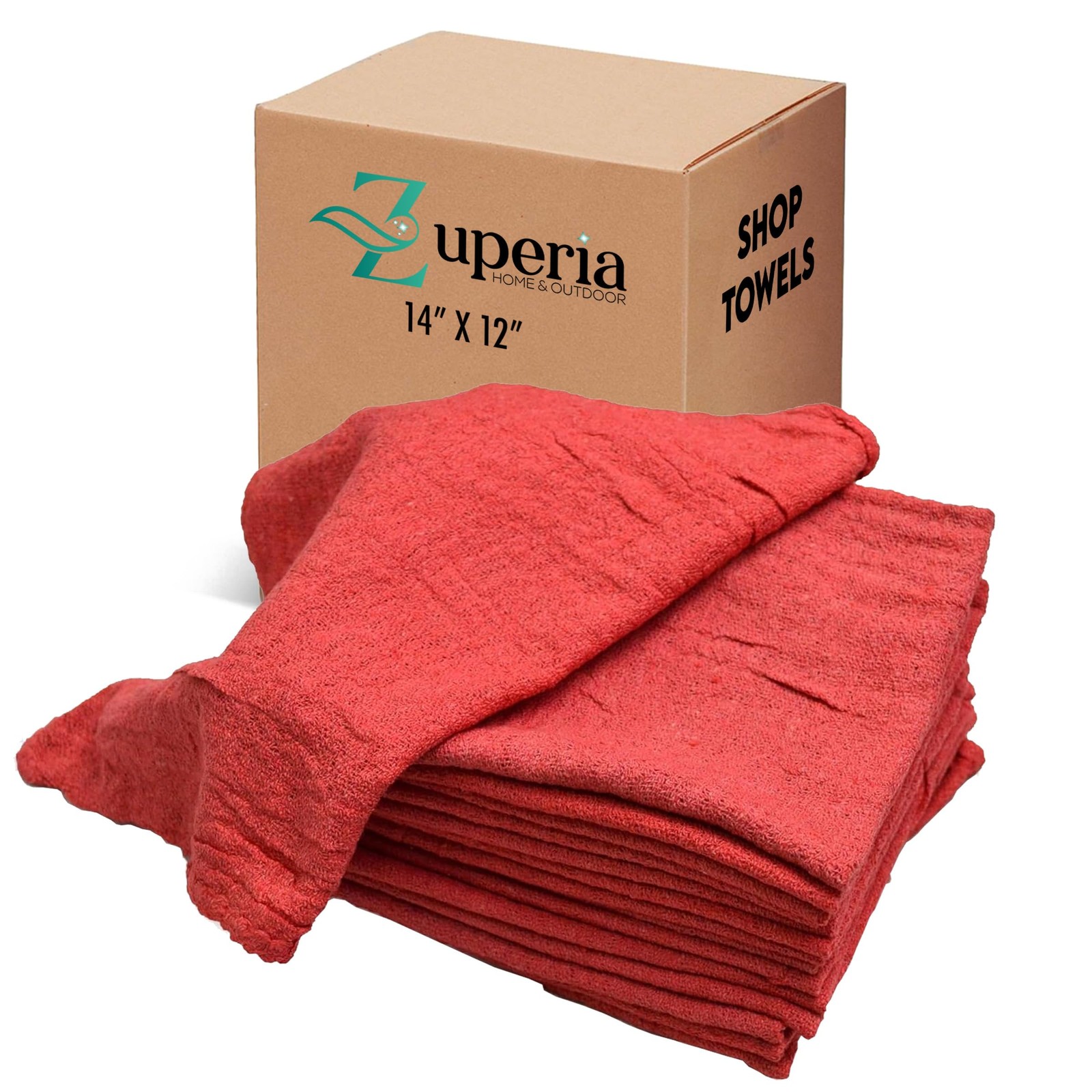 ZUPERIA Cotton Shop Towel – Multipurpose Cleaning Cloths (14″ x 12″ – Pack of…