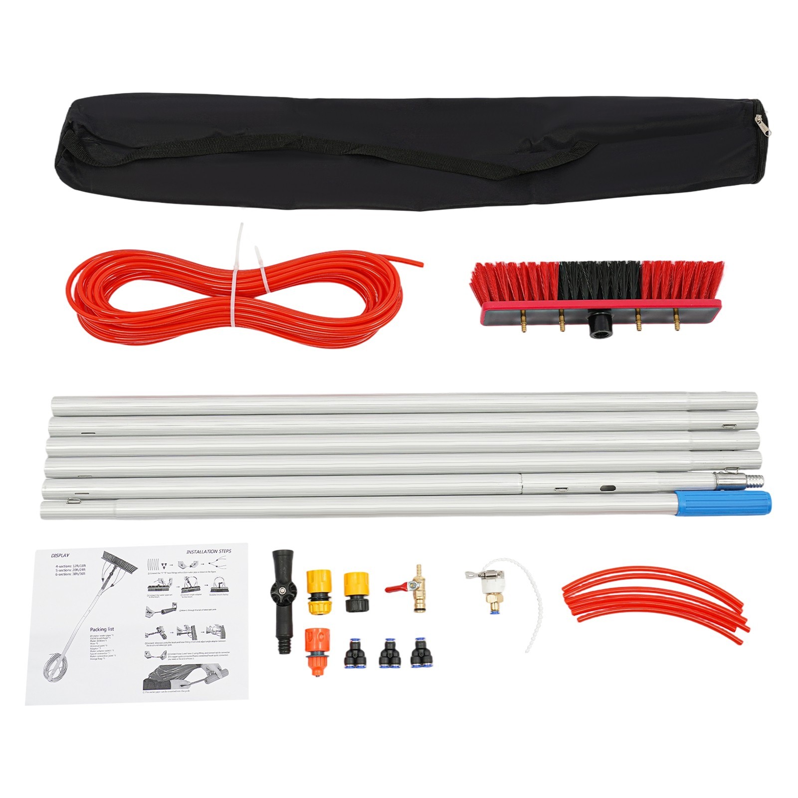 6m Cleaning Water-Fed Rod Kit Solar Panel Cleaner for Outdoor Windows
