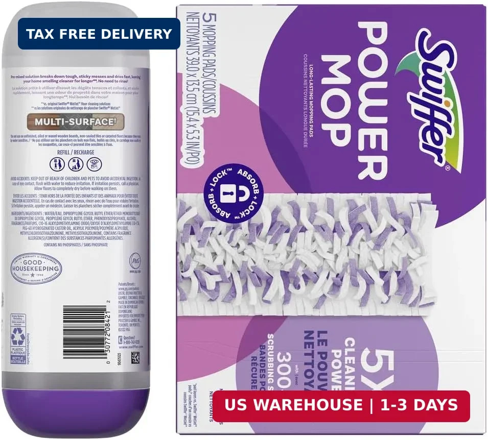 Swiffer Power Mop Refill Pack, Floor Cleaner for Mopping Tile, Vinyl, Laminate,