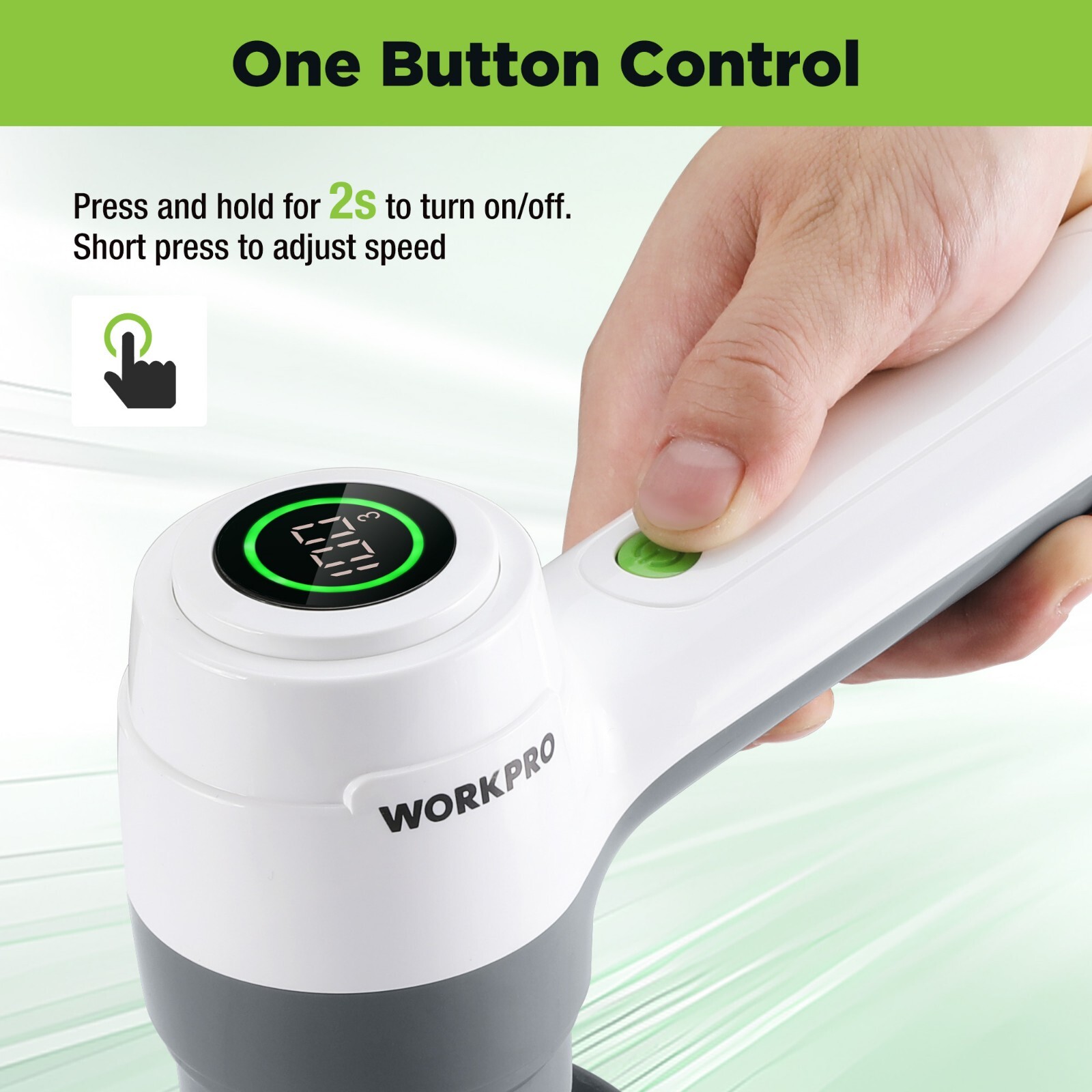 WORKPRO 8V Electric Spin Scrubber, 3-Speed Adjustable Shower Scrubber