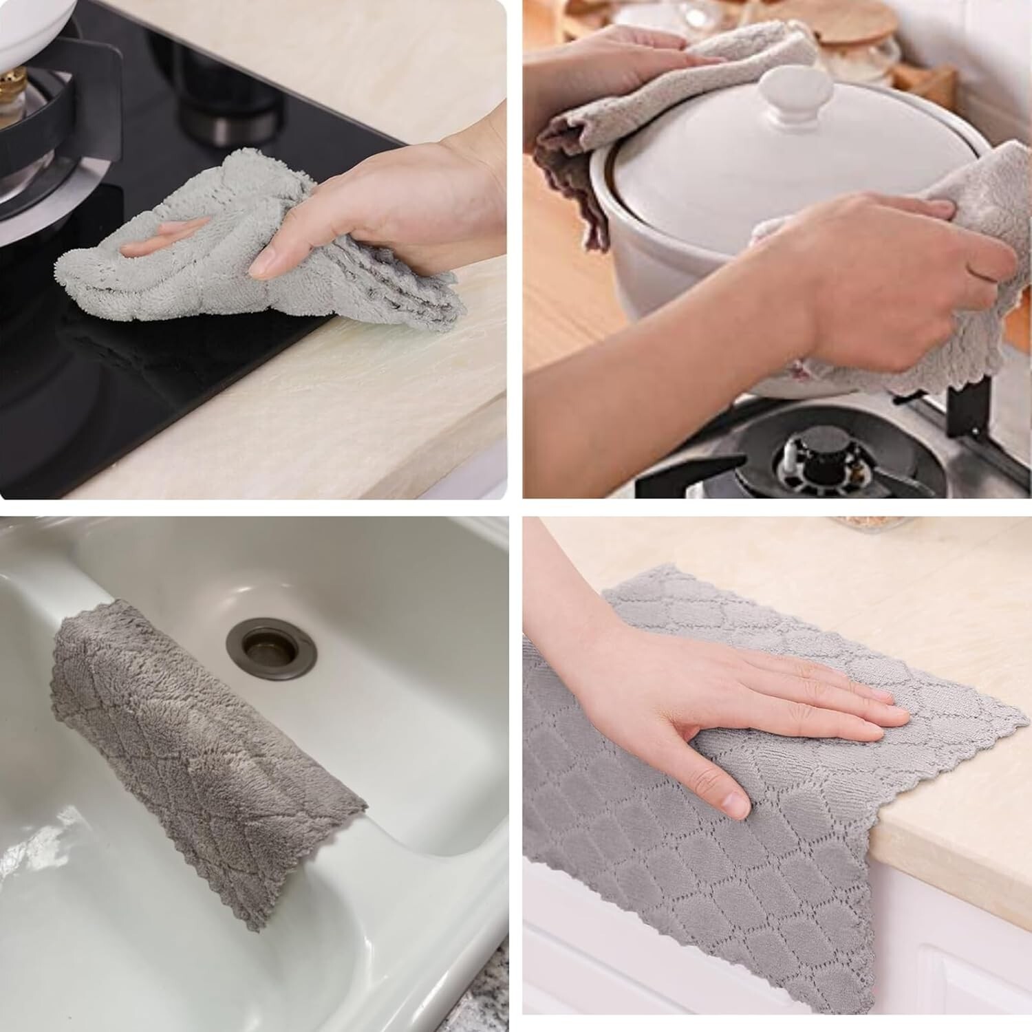 12 Pack Kitchen Dish Cloths (10×10 Inches) All Purpose Microfiber dishtowels