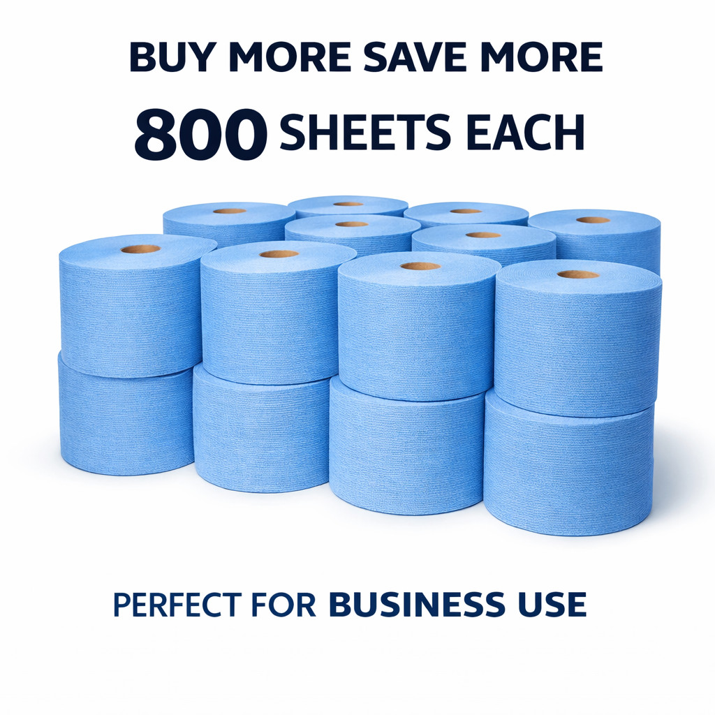 Heavy Duty Wipers Jumbo Roll – Lint Free Non Woven Cloths with Hydroknit 12″x13″