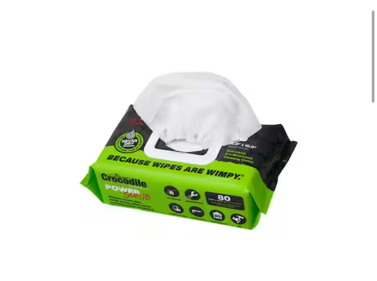 80 Count Power SCRUB All-Purpose Heavy-Duty Crocodile Unscented Wet Wipes