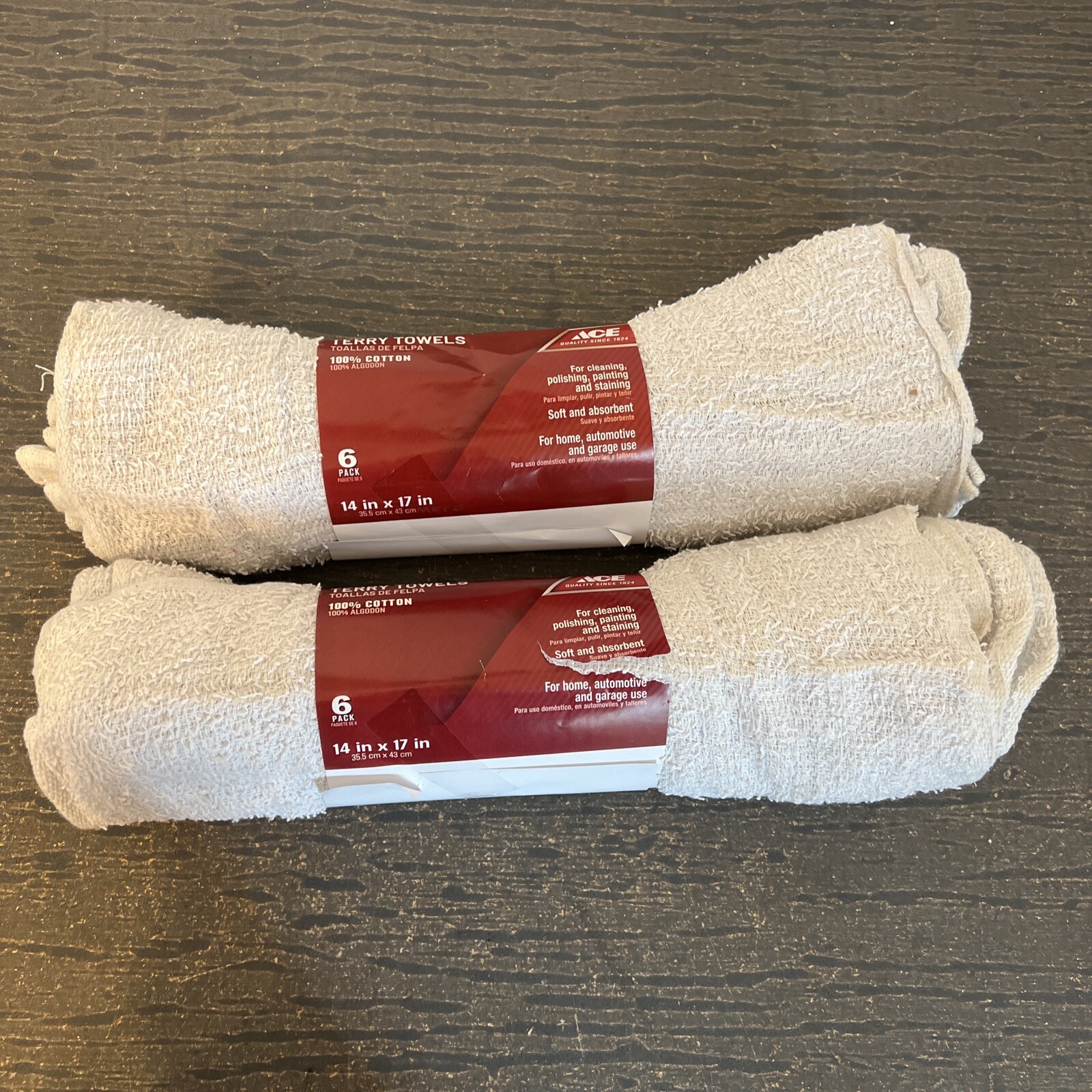 Ace 12 COTTON TERRY CLOTH CLEANING TOWELS /BAR TOWELS/ RAGS 14 X 17 NEW