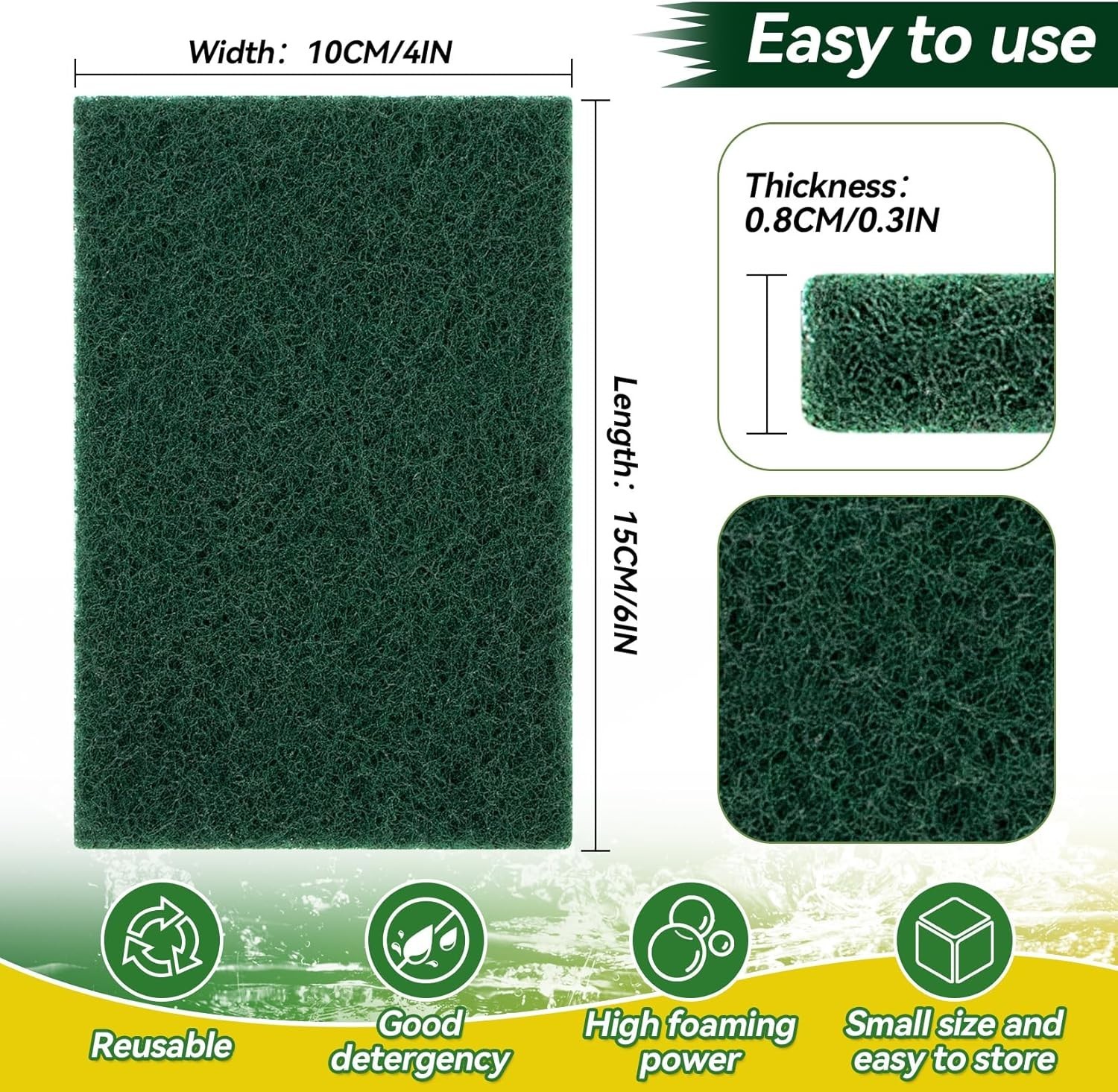 Heavy Duty Scouring Pad – 10PCS Scouring Pads for Heavy Duty Cleaning Scrubbi…