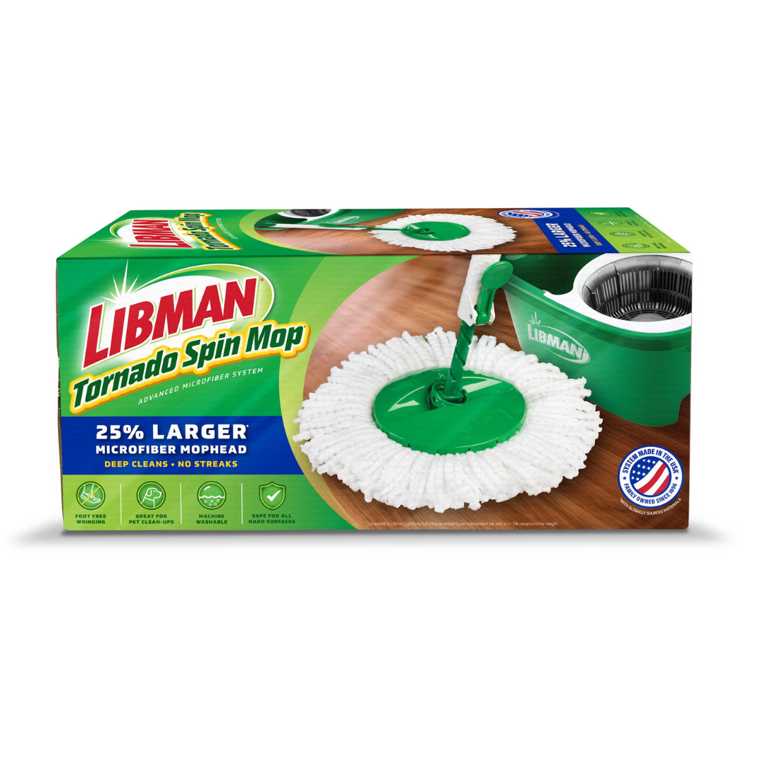 Libman All-in-One Tornado Spin Mop Floor Cleaning Kit, Advanced Microfiber Head