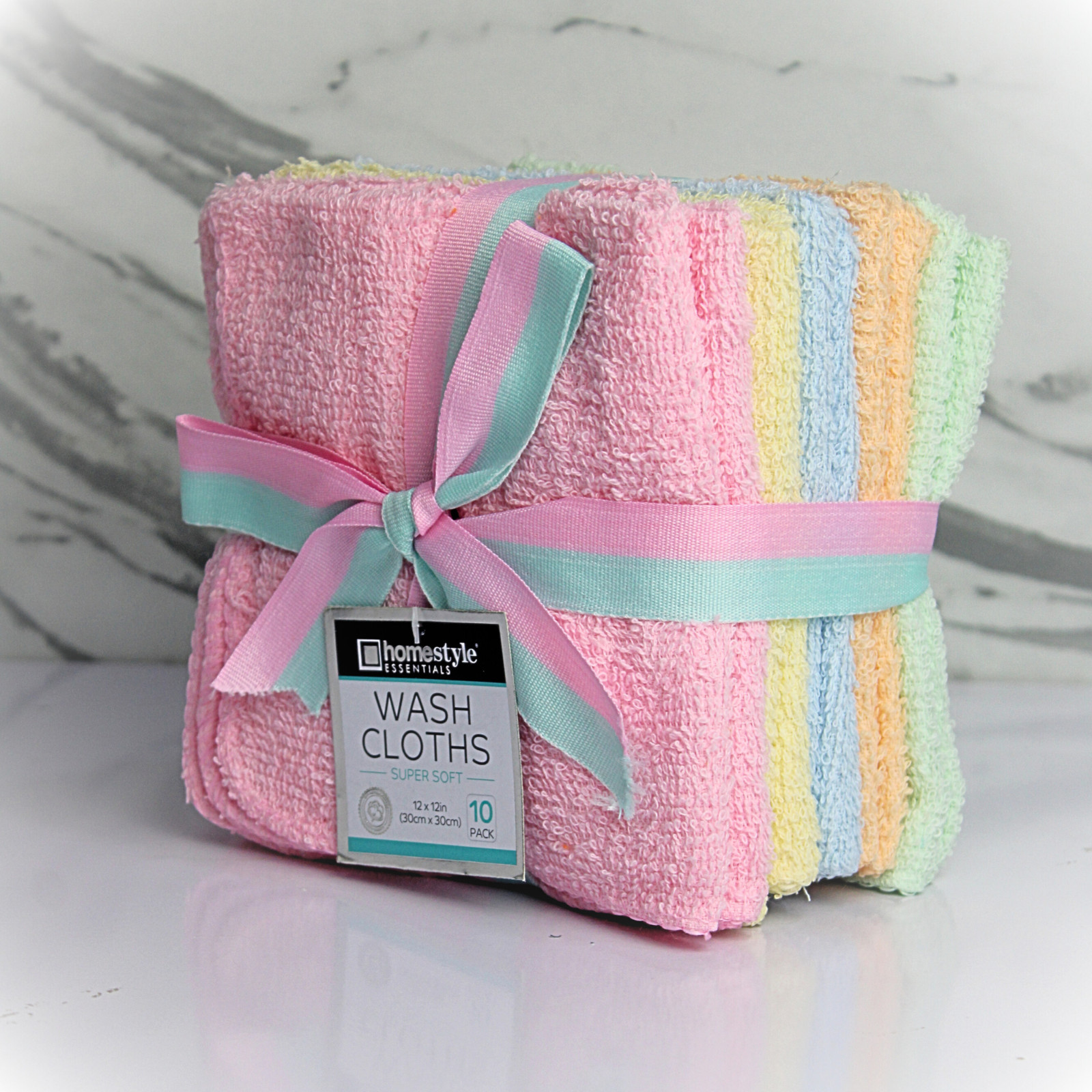 10 Pack 12×12 Cotton Washcloths High Absorbency Soft Terry Fabric | Cottonburg