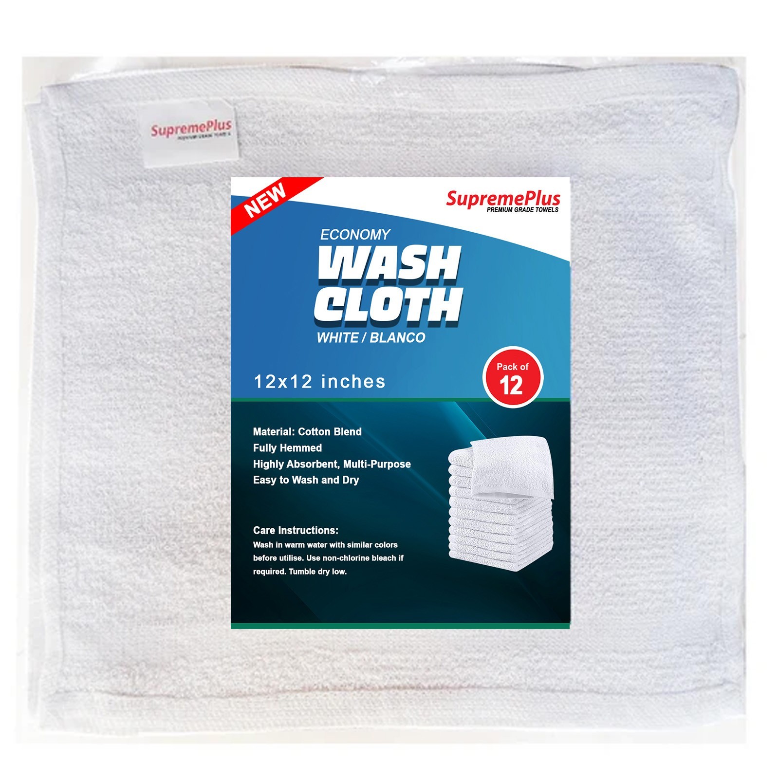 New White Terry Washcloth Towels – Cleaning Rags 12×12 for Home, Spa, Auto, Gym