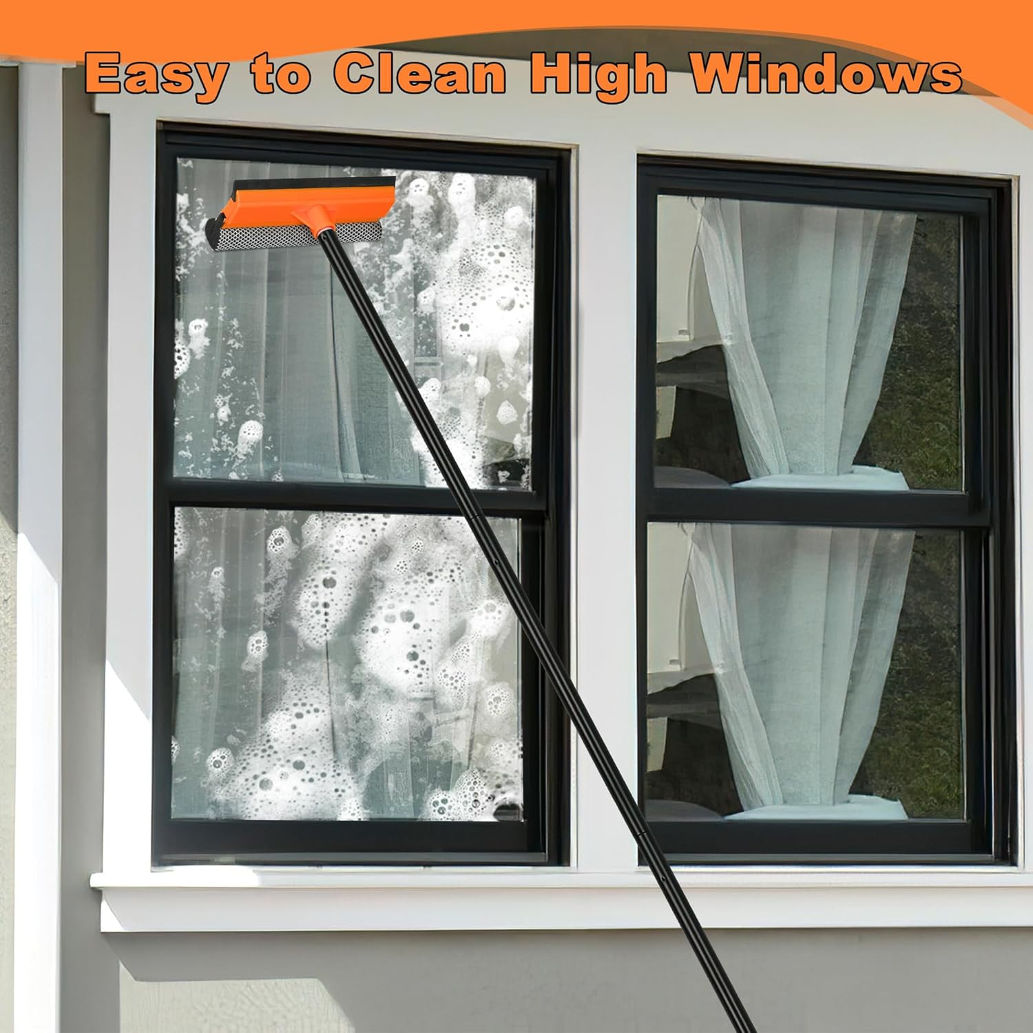 Window Squeegee 2-in-1 Extendable 54.5 Car & Home Glass Cleaning Kit