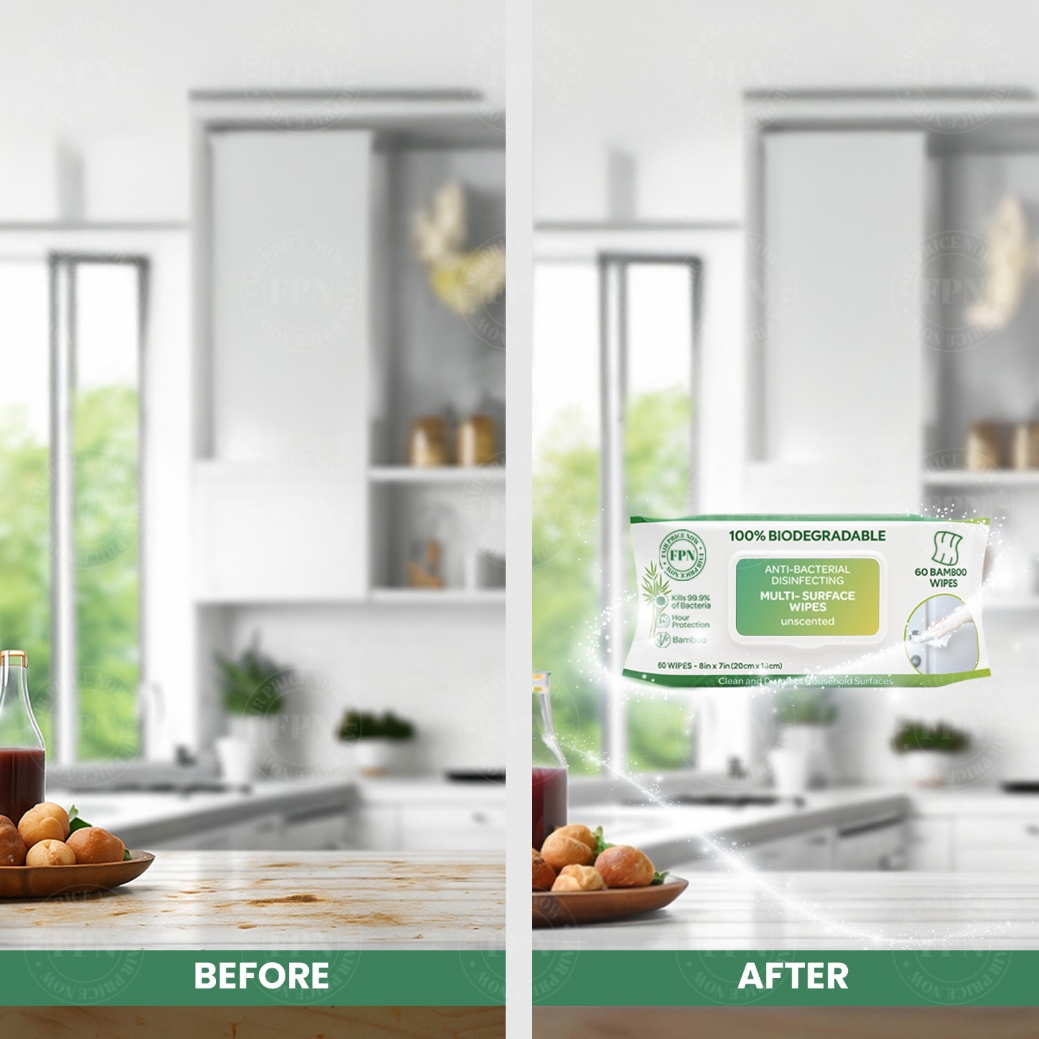 Multi-Surface Cleaning Wipes Bulk Unscented Large Wet Wipes 4 Pack 240 CT