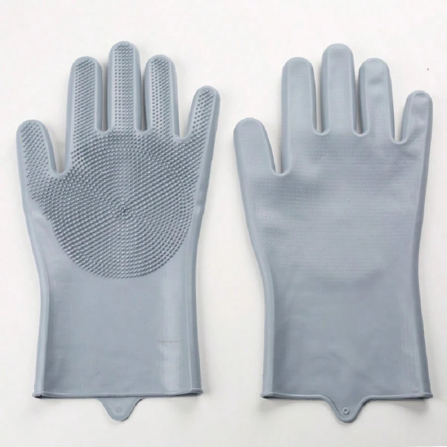 1Pair Dishwashing Gloves Waterproof Silicone Cleaning Scrubber Kitchen Tools USA