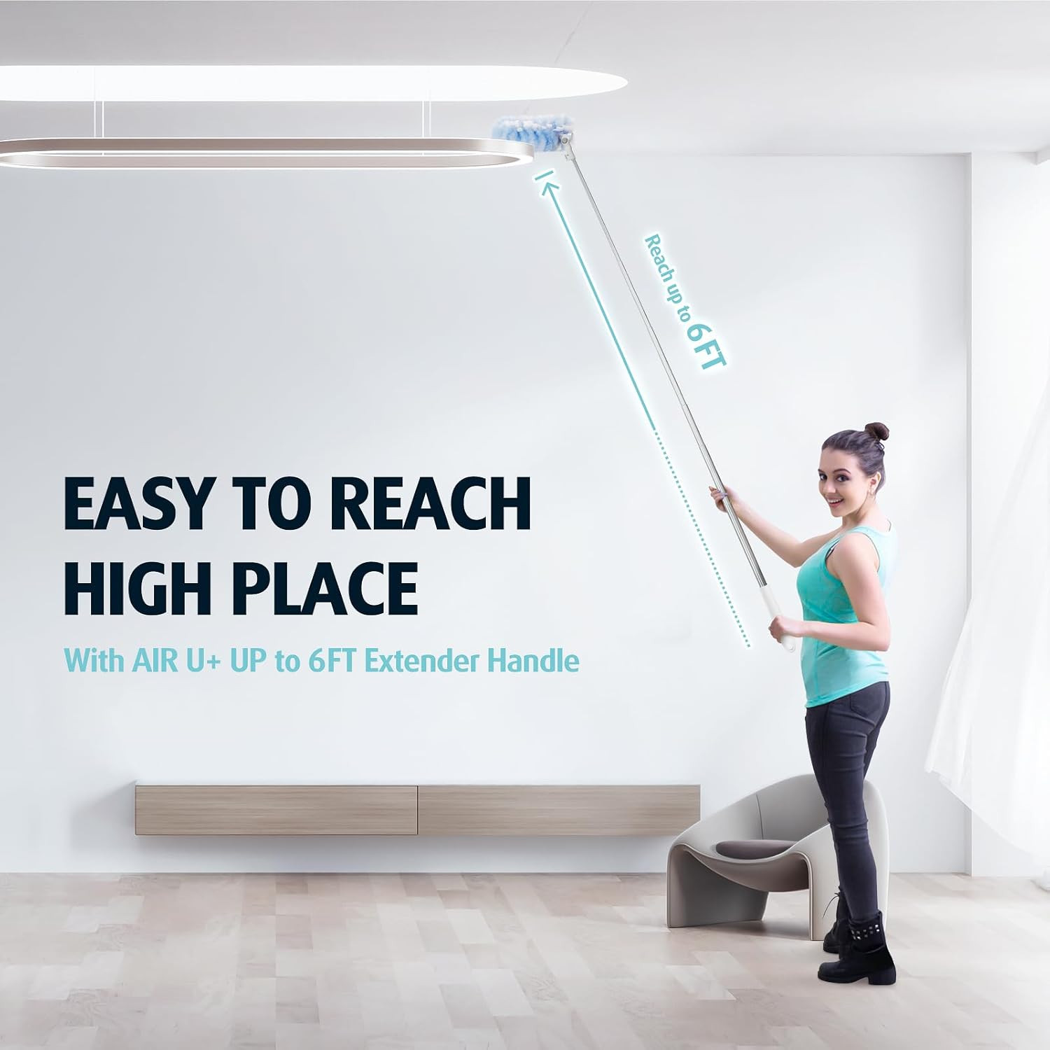 6 Ft Extendable Duster Handle with 20 Pcs, Compatible with Swiffer, Disposable M