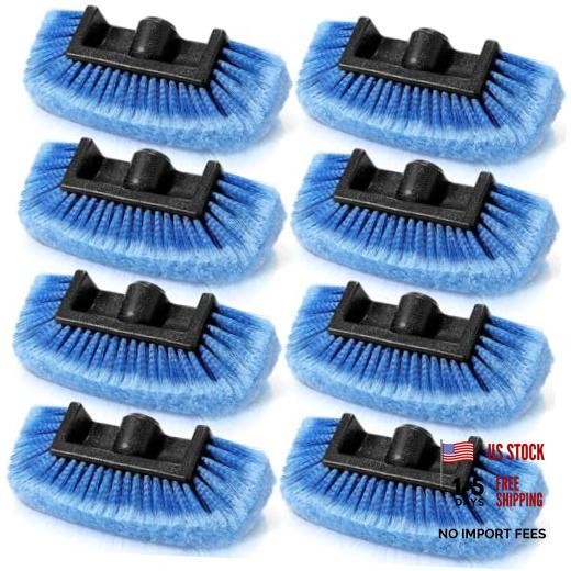 Set of 8 Blue Car Wash Brush Heads with Soft Detailing Bristle Flow Thru