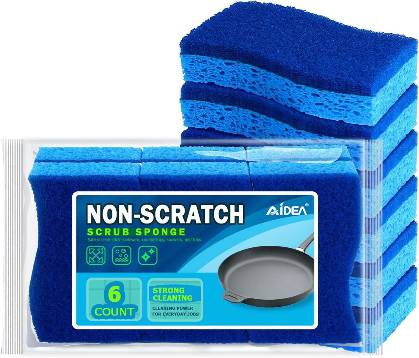 Sponges Kitchen-6Count, Non Scratch Scrub Sponge, Dish Sponges | Cleaning Sponge