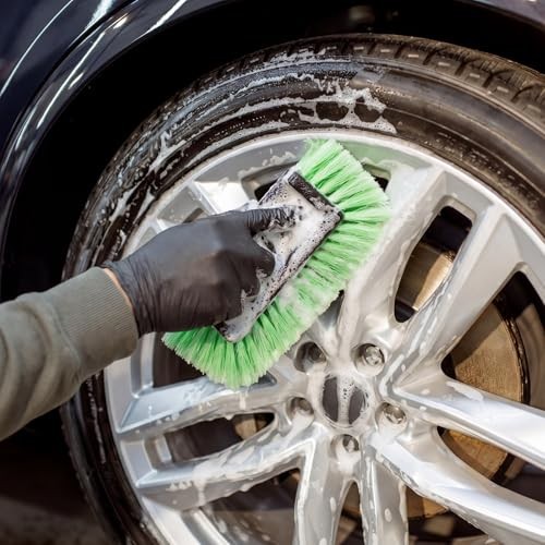 Set of 8 Green Car Wash Brush Heads with Soft Detailing Bristle Flow Thru