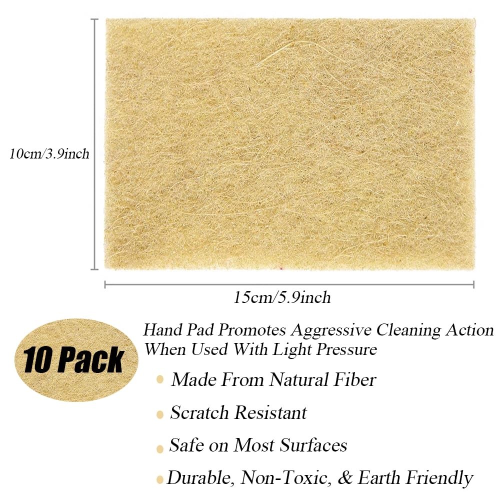 Sisal Scouring Pads 10 Pack NonScratch Dish Scrubbers Eco Friendly Kitchen Pots