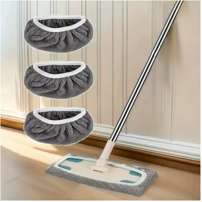 3 Piece/gray Mop Cloth, Reusable, Washable Ultra-fine Fiber,Hardwood