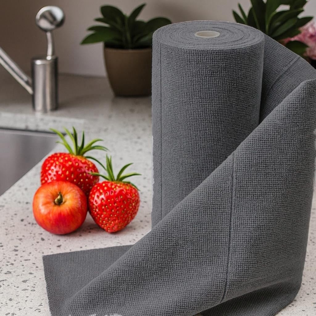 Microfiber Cleaning Cloth Roll 25×25 CM Reusable Washable Lint Free 20 Sheets
