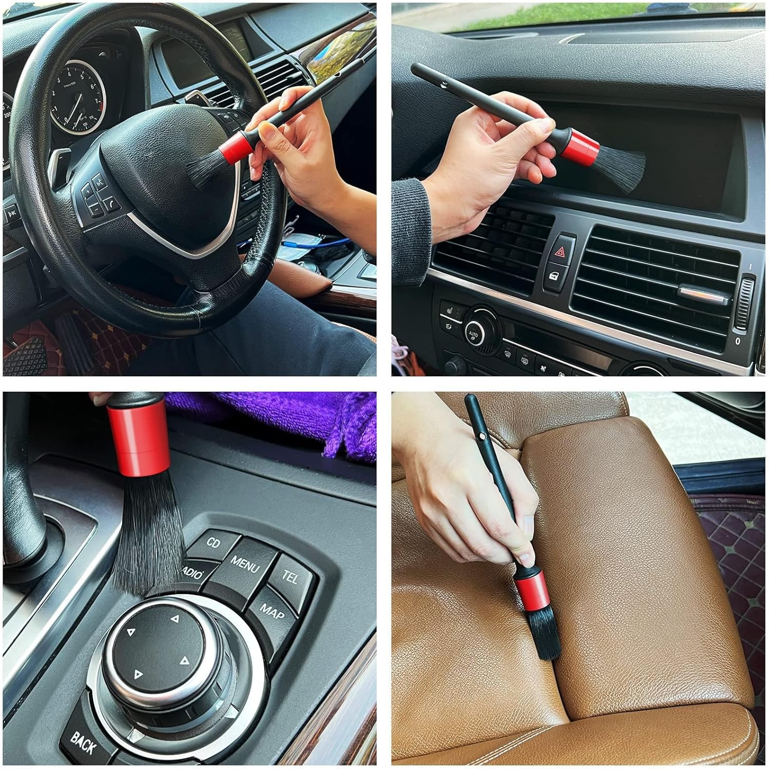 Car Detailing Brush Set Interior Cleaning Kit Soft Bristle Auto Dashboard Vent T