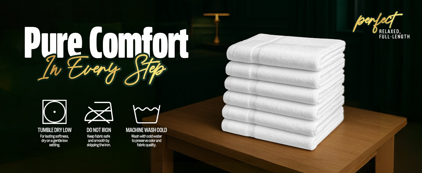 Pack of 6 100% Cotton Bath Mat Towels, 20×30 inches, Soft & Absorbent Floor