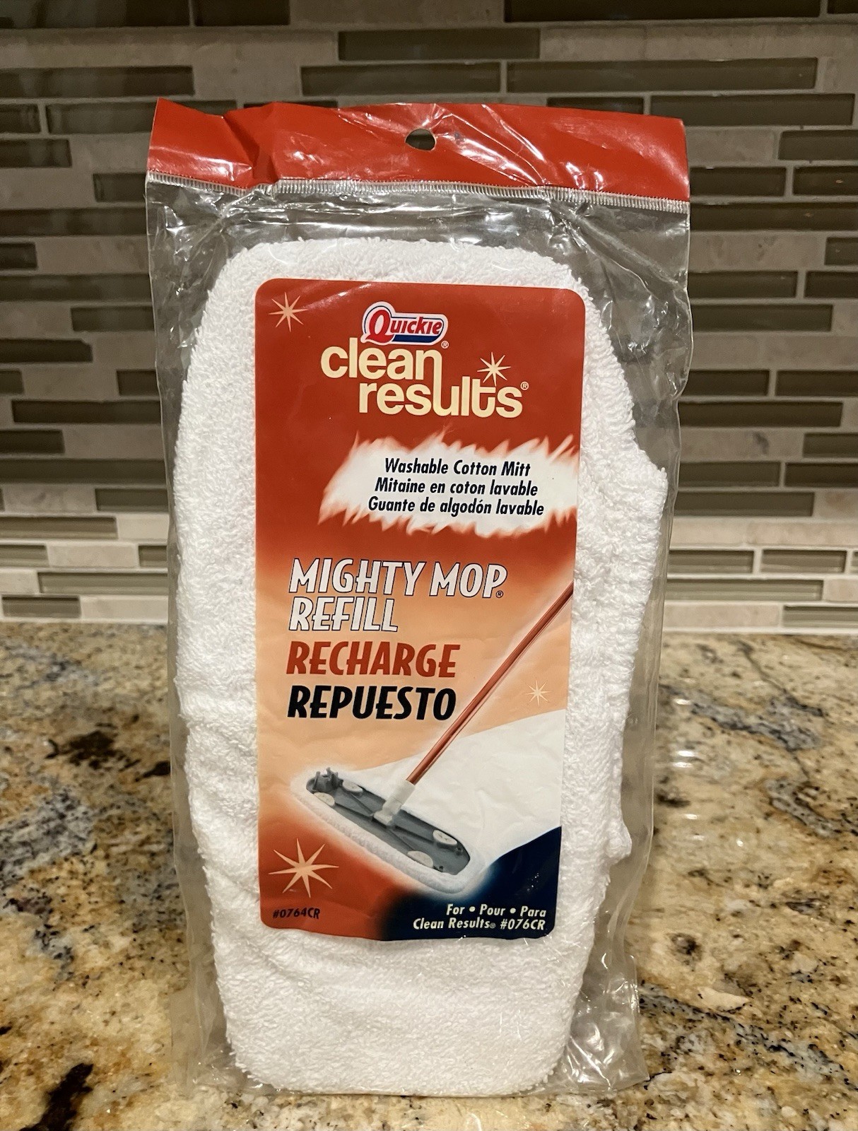 QUICKIE Clean Results MIGHTY MOP Refill Recharge Washable Cotton Mitt 0764CR