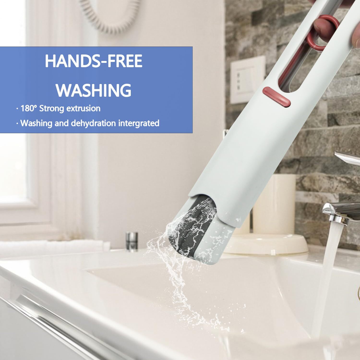 Portable Mini Cleaning Mop with 2 Sponge Heads & Squeeze Handle Wet Dry