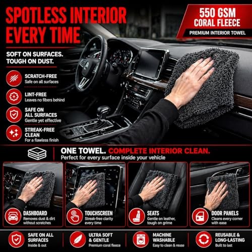 Microfiber Car Care Towel Set (2-Piece), 1 Large 24” x 36” 1300 GSM Twisted