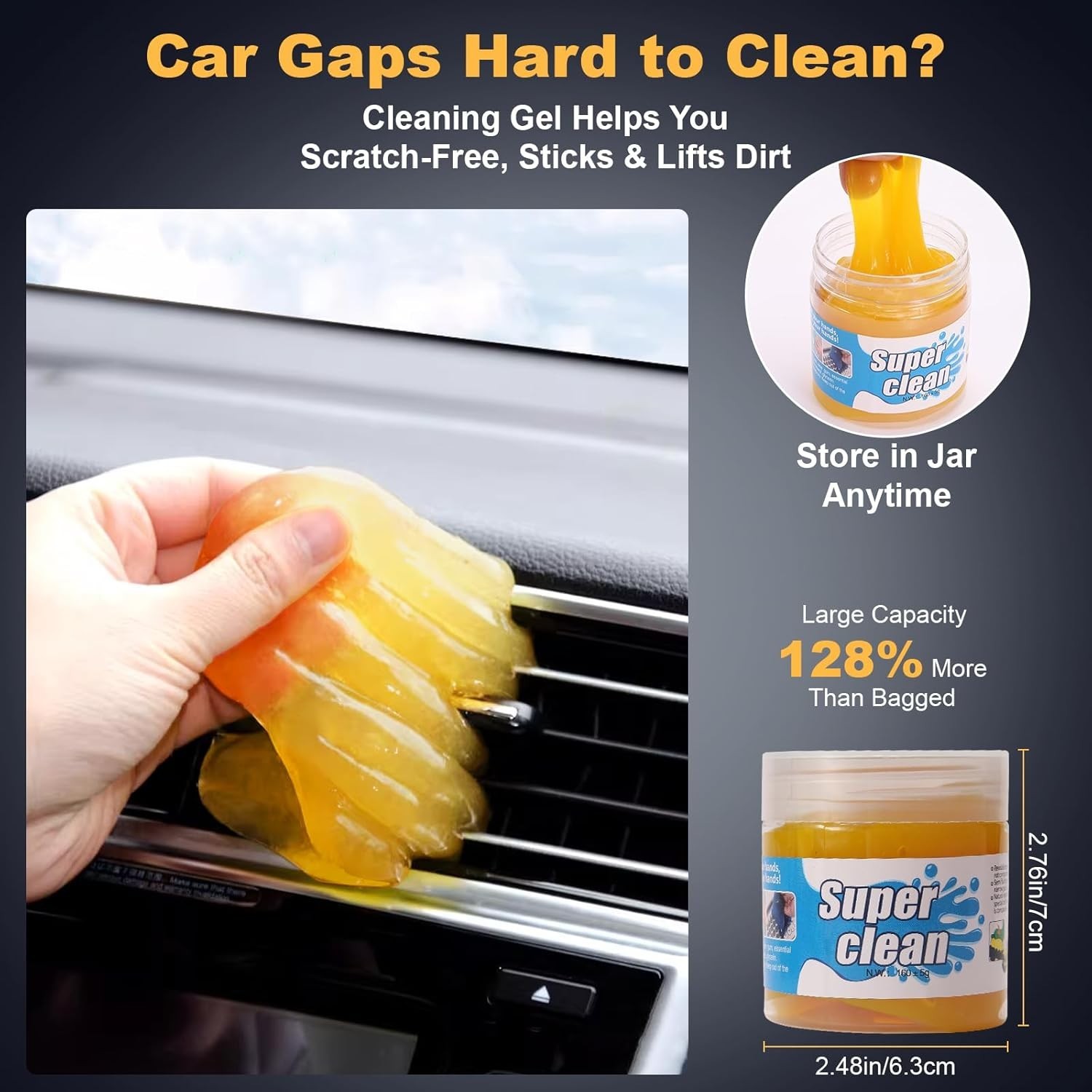 8-Piece Car Interior Detailing Kit – 160g Non-Sticky Gel 128% More Than 70g, …
