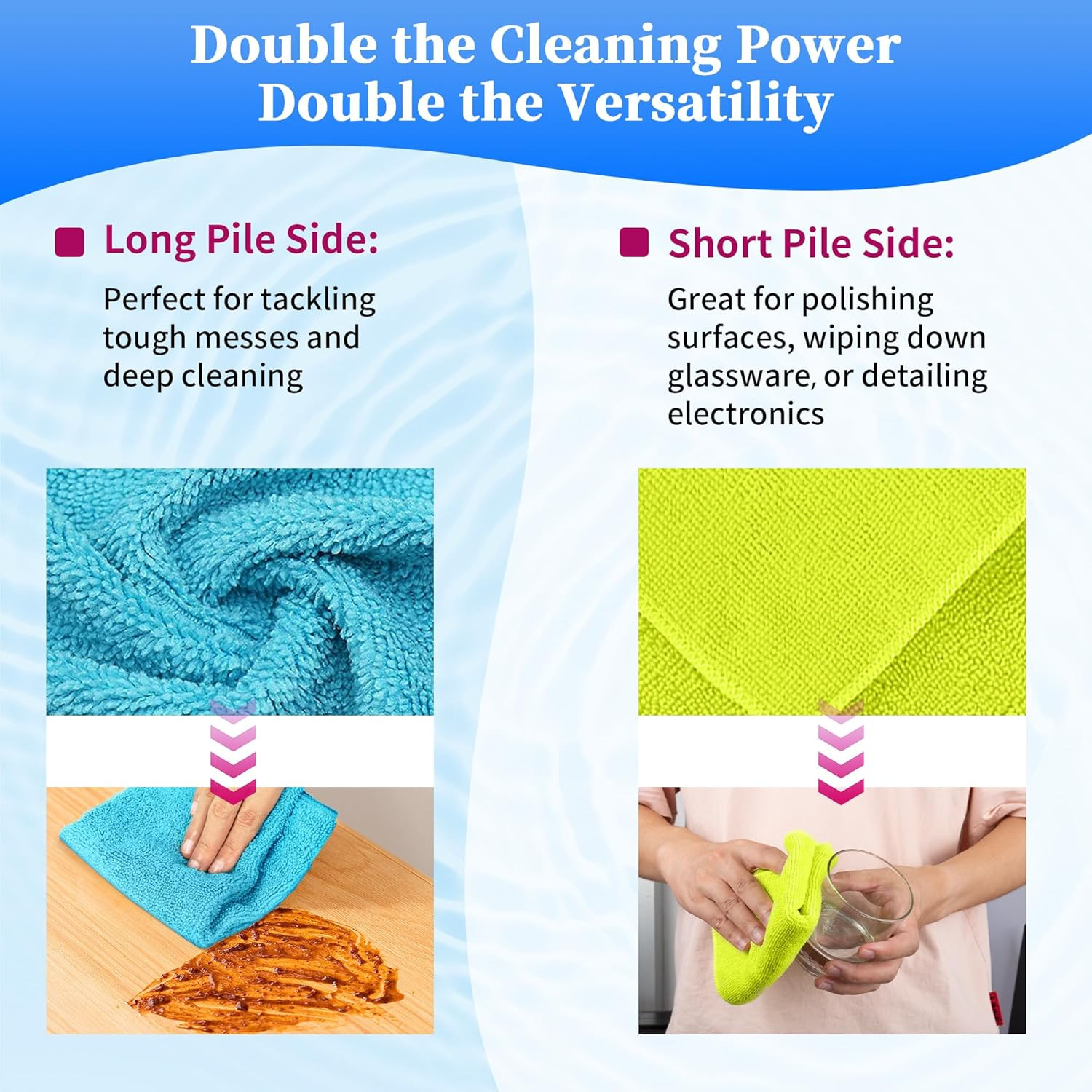 Microfiber Cleaning Cloth – Pack of 48, Multi-Functional Cleaning Towels, Size: