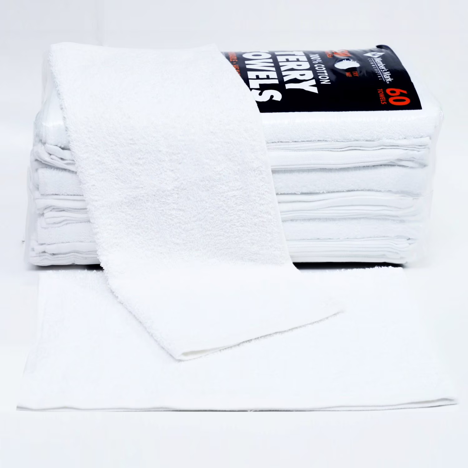 Member’s Mark 60 Pack 100% Cotton Terry Towels White 14×17 Heavyweight