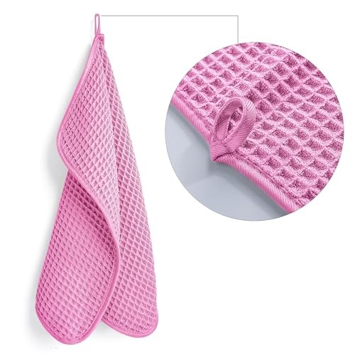 430 GSM Microfiber Lint Free Washcloth Face Towel, 13 x 13 in, 4 Pack Pink