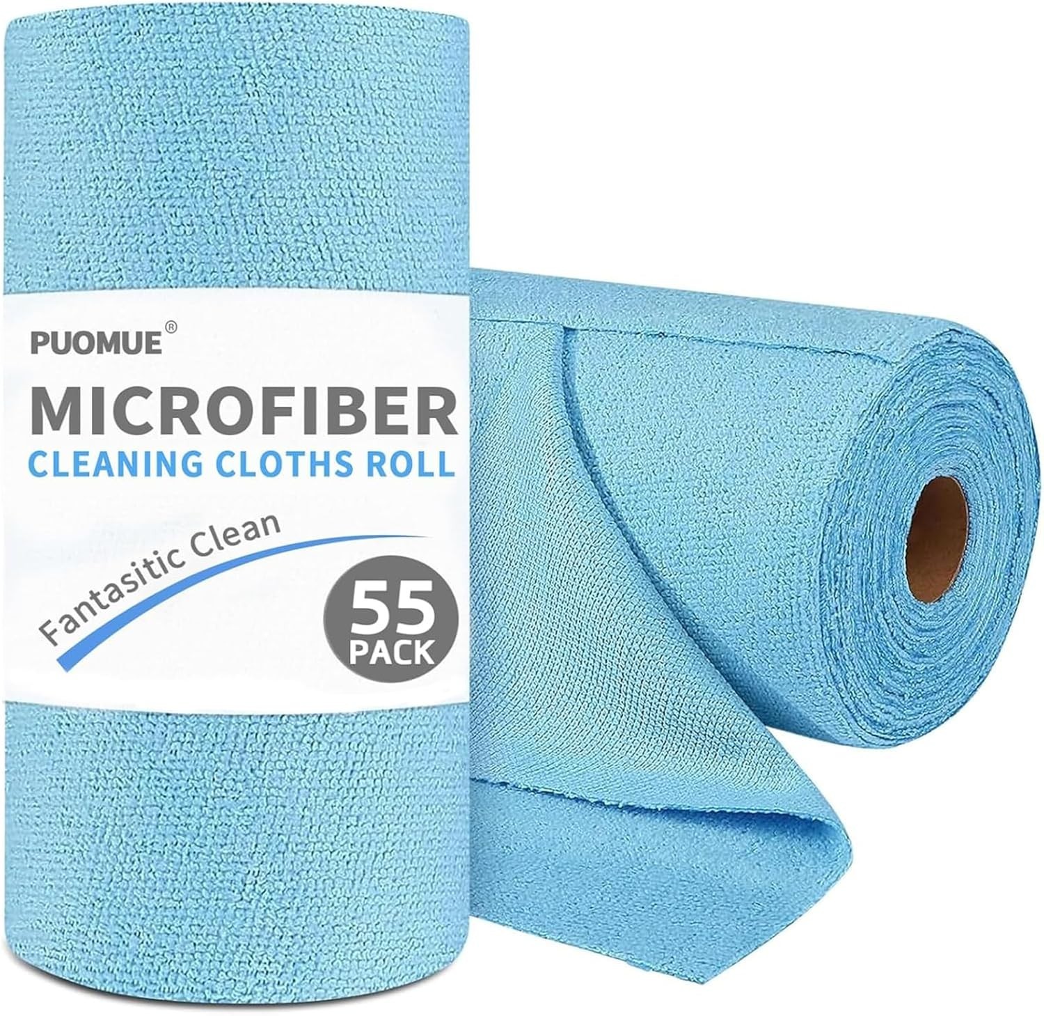 55 Pack Microfiber Cleaning Cloth Roll, Tear Away Reusable Towels, 11″ X 9″, Ult