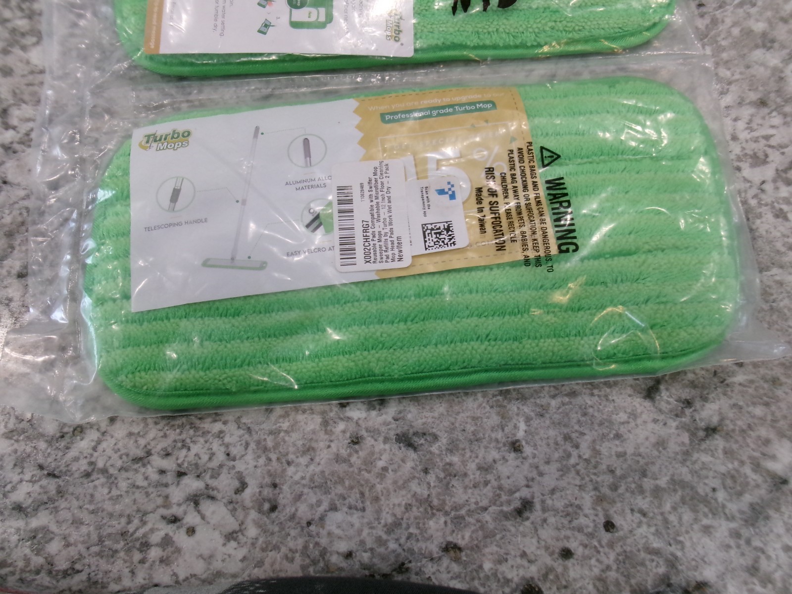 Turbo Microfiber Green Reusable Washable Mop Pads, Set Of 2, ****SEALED*****
