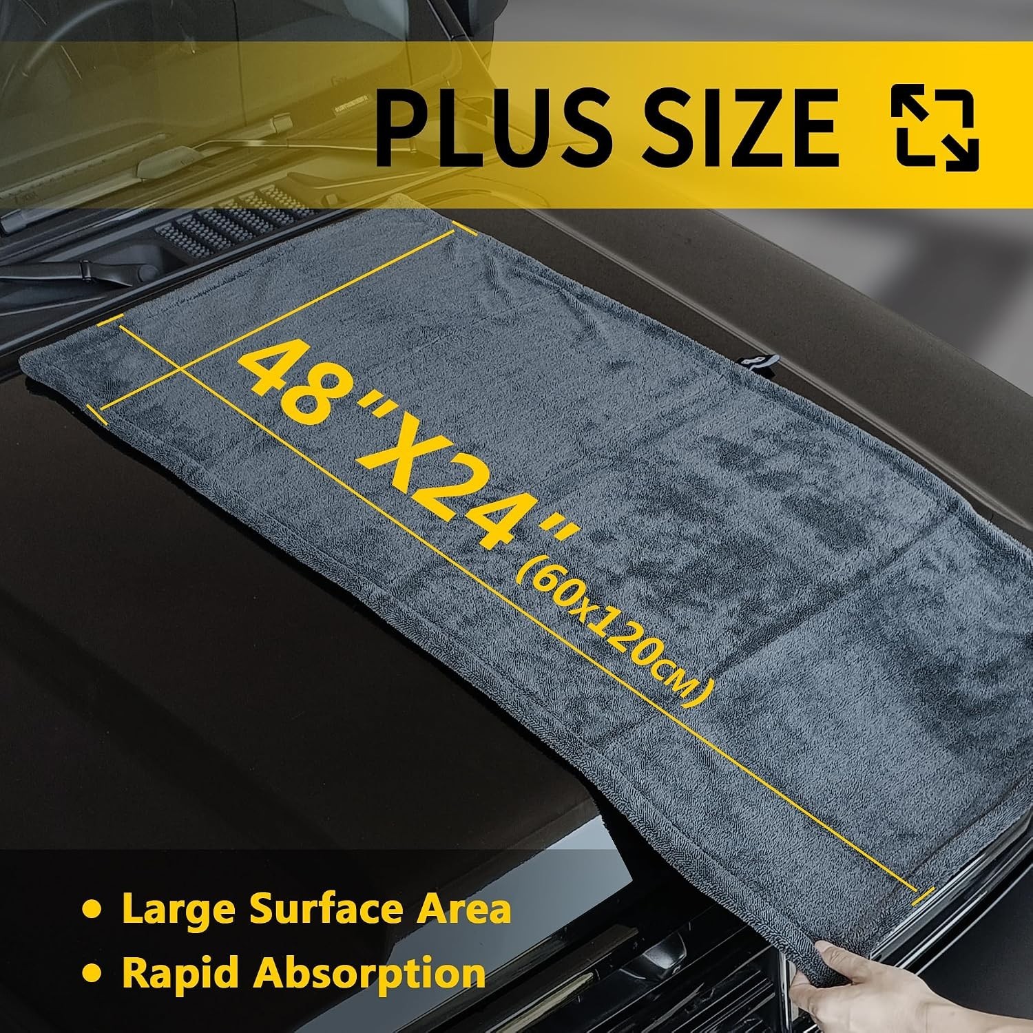 Extra Large Microfiber Car Drying Towels (48”x24”) – 2 Pack for Ultimate Care