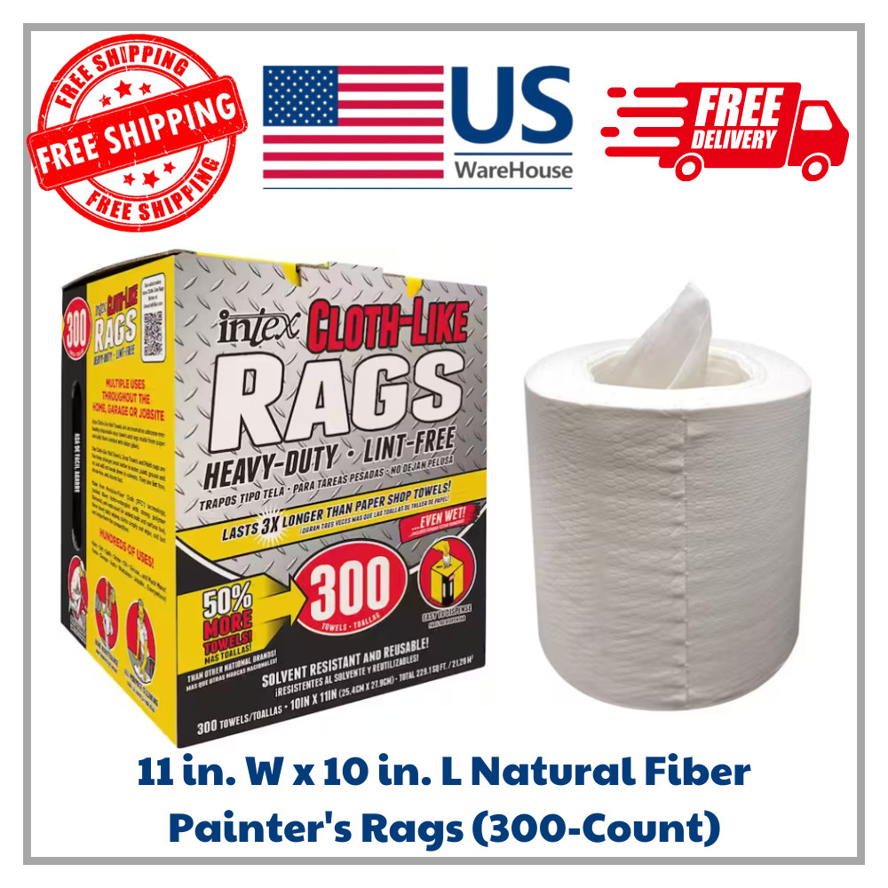 300 PACK Cloth-like Rags Painters Heavy Duty Disposable Cleaning Shop Towels