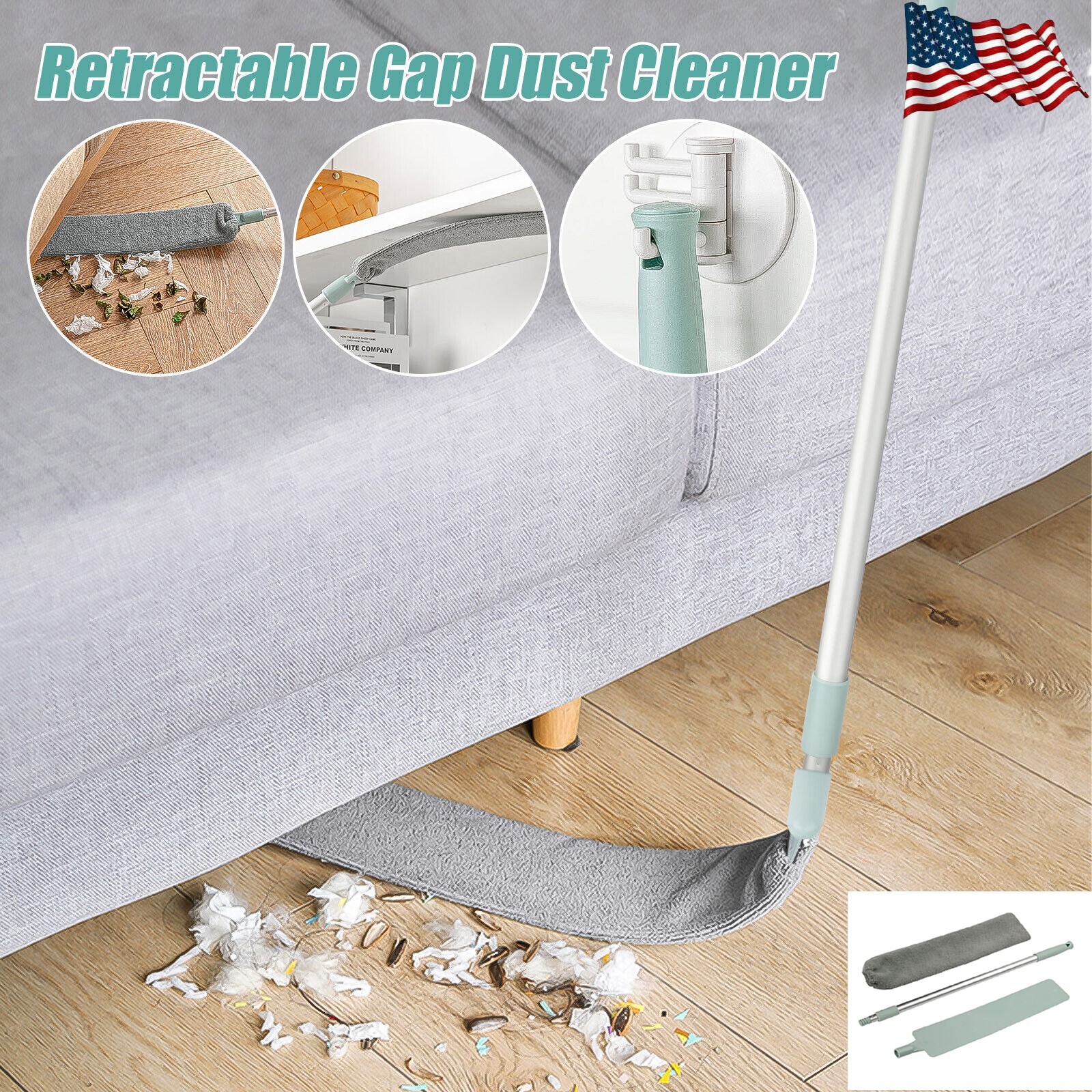 Gap Dust Cleaner Retractable Long Handle Flexible Mops Home Room For Sofa Bed US