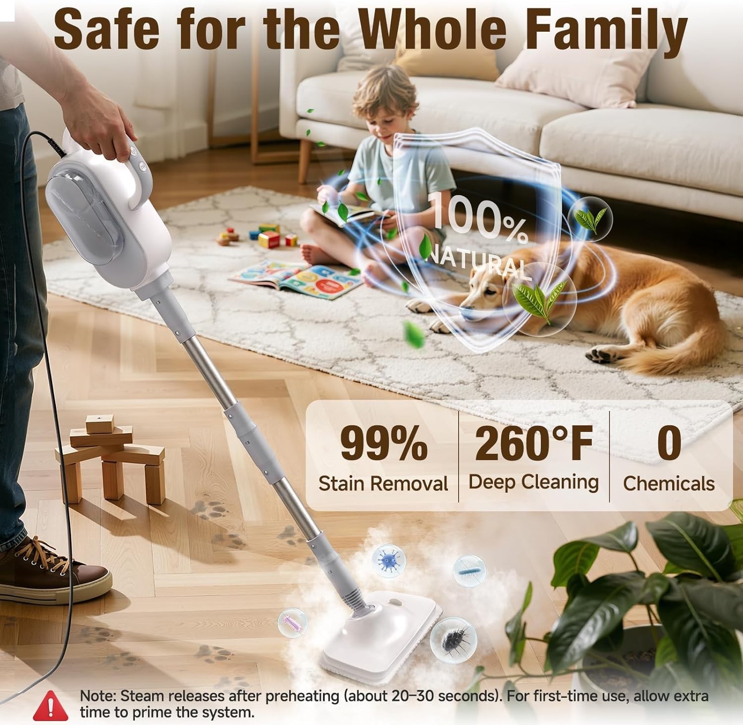 13-in-1 Handheld Steam Mop with 500ML Tank & 23FT Cord for Powerful Cleaning