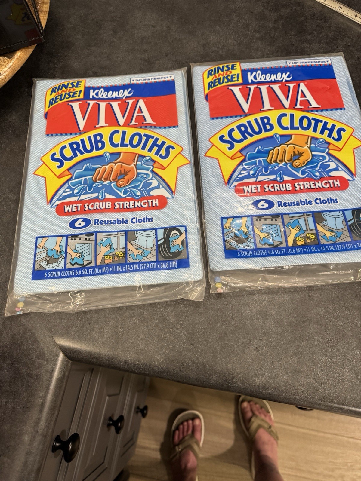 Vintage Kleenex Viva Scrub Cloths Reusable Wipes Qty 12 Package New Discontinued