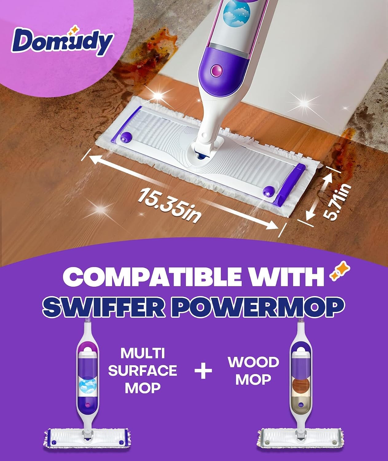 5X Cleaning Power Mop Refills for Swiffer Power Mop, 500+ Strips Multi-Surface P
