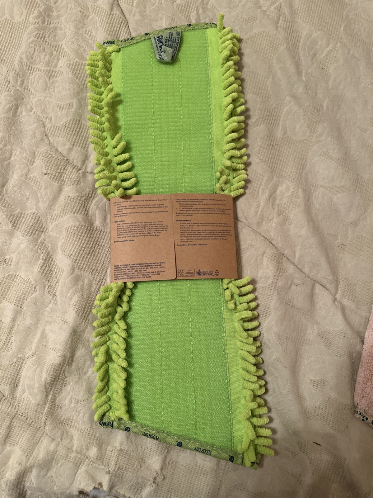 NEW NORWEX Chenille Dry Mop Pad Large Microfiber Wood Tile Floor Pet Hair Duster