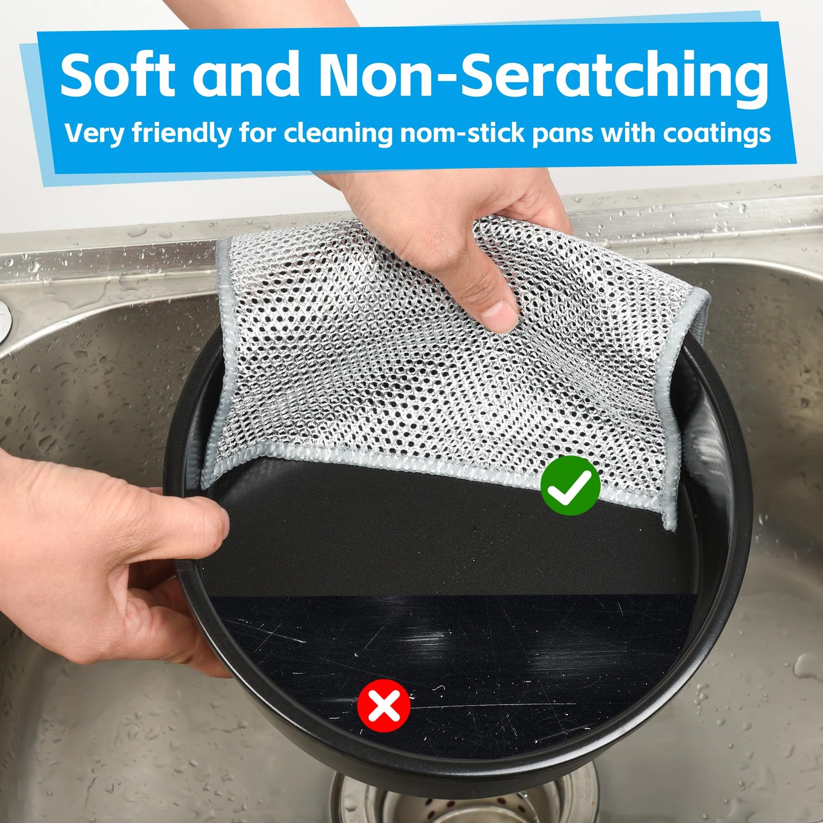 12Pack Multipurpose Wire Dishwashing Rags, Upgrade Non Scratch Wire Dishcloth…