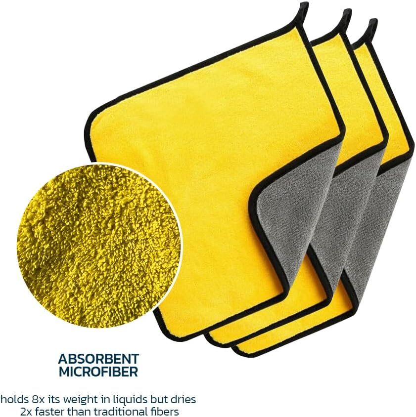 Microfiber Cleaning Cloth for Cars 12″ X 12″ Quick Drying 3 Pack towel