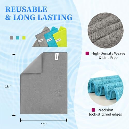 Microfiber Cleaning Cloth – Pack of Multi-Functional 12 3 Colors Assorted