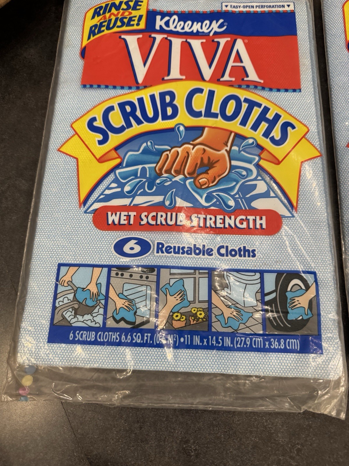 Vintage Kleenex Viva Scrub Cloths Reusable Wipes Qty 12 Package New Discontinued