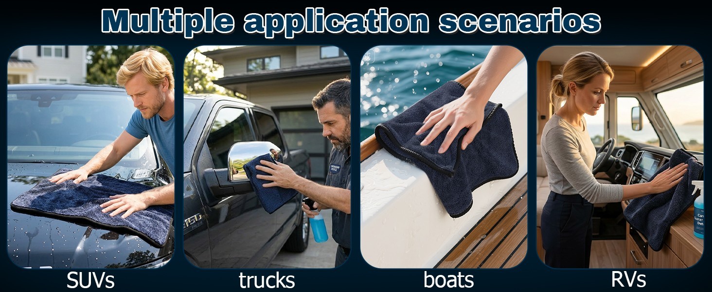 4PC Microfiber Car Drying Towel Kit 36×24 Professional Detailing Cleaning Cloth