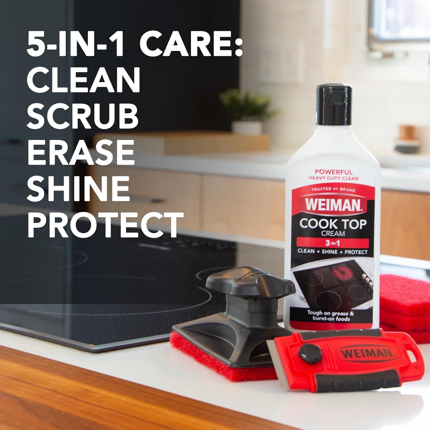 Glass & Ceramic Smooth Cooktop Cleaner & Polish w/ Scrubbing Pad (10oz)