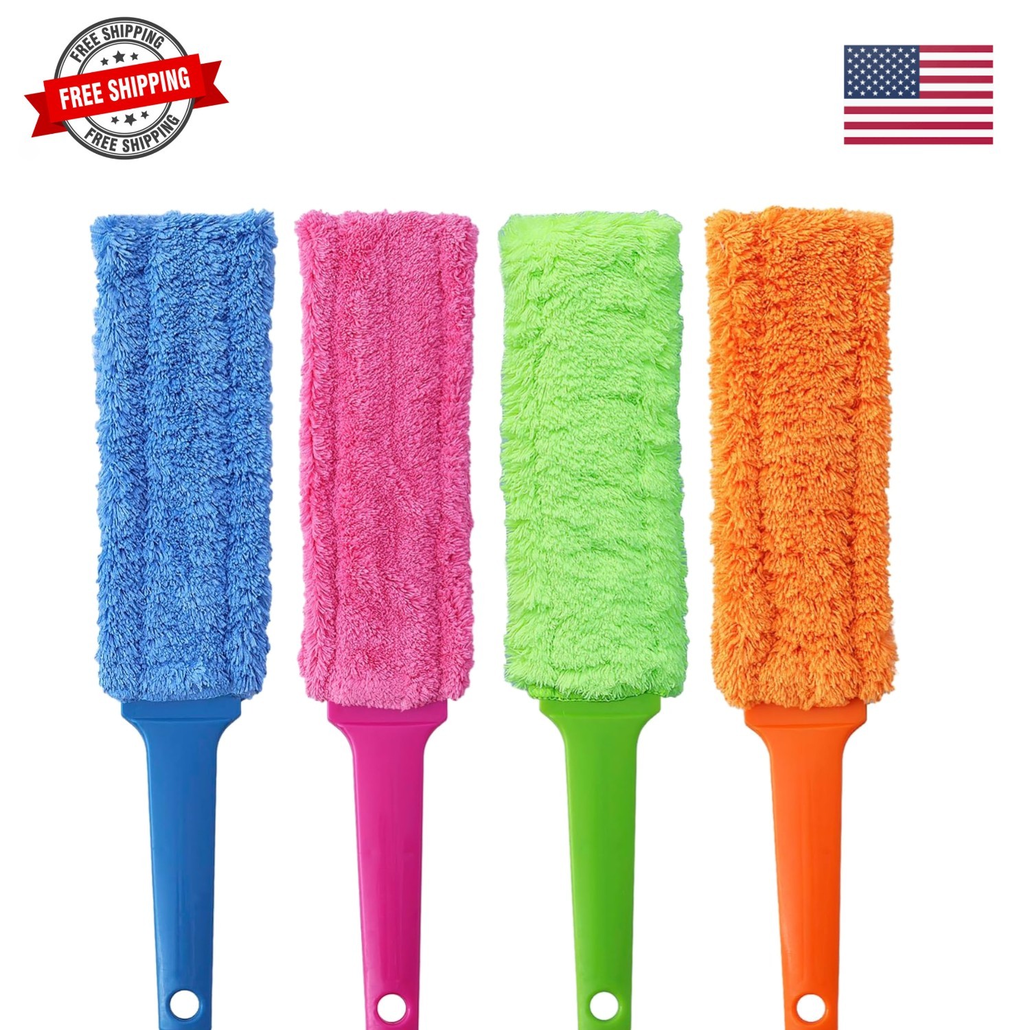 4 Pack 15 inch Reuseable Microfiber Feather Duster, Blind Duster, Gap Duster,…